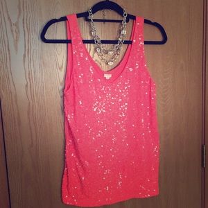 Coral sequined tank!